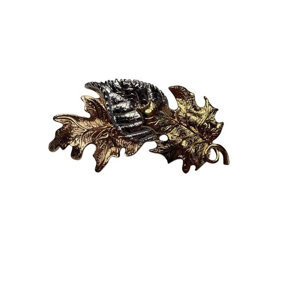 Avon Tones of Autumn Lapel Pin Brooch 1996 Tri-Color Leaves 3” - Picture 1 of 4